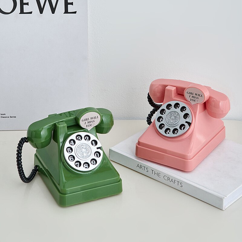 Dekorative figurer vintage telefon penger sparer bokser klassisk kontorutstyr tilbehør kreativ sparegrisbank bursdagsgaver