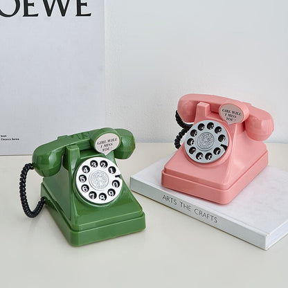 Figurki dekoracyjne vintage telefoniczne pieniądze oszczędnościowe