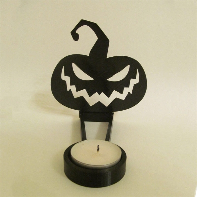 Spooktacular Halloween Shadow Decor Funny Candlestick with Skull Pumpkin Witch Desktop Decor Horror Spooky Decor 2023 Halloween