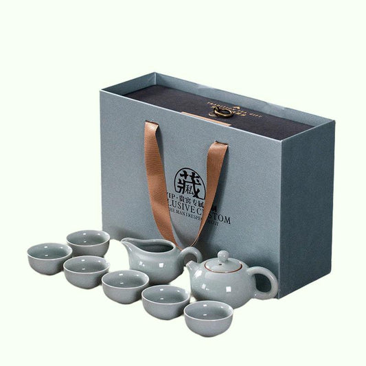 Творческие подарки кунг -фу чай набор коротких современных ледяных керамических чайных чай