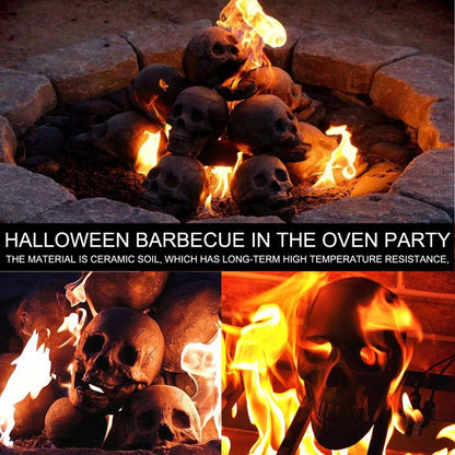 Děsivá oheň lebky halloween dekorace opakovaně použitelné keramické ohnivé jámy simulace lebky horor keramický krb pálení