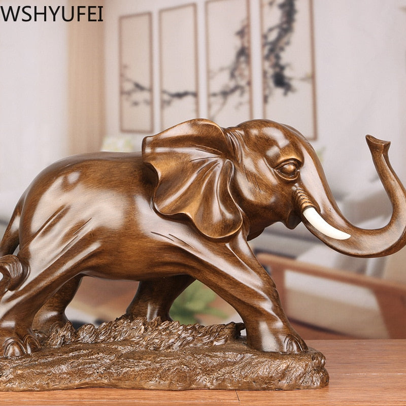פנג שואי אלגנטי פיל שרף שרף עושר מזל פסלון מלאכה קישוטים מתנה לקישוט שולחן עבודה של המשרד הביתי
