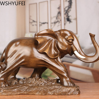 Statue d'éléphant Feng Shui élégante en résine, Figurine de richesse porte-bonheur, ornements artisanaux, cadeau pour la maison, le bureau, décoration de bureau 