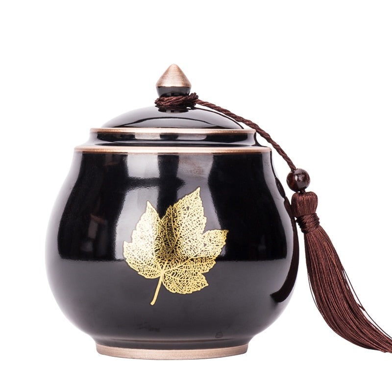 Caixa de chá de chá de chá de chá cerâmica Caixa de chá de armazenamento Organizador de chá de chá à prova de um tanque selado à prova de um tanque de bala