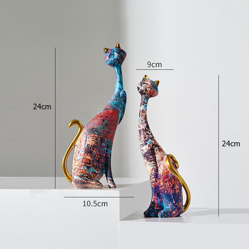 Skandinárská umělecká malba kočky dekorace pryskyřice Abstraktní ozdoby Figury Ložnice Desktop Porch Cat Sculpture Home Decor dárek