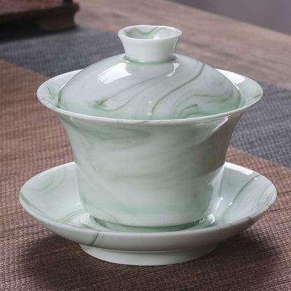 Керамика Gaiwan Jingdezhen Китайский китайский кунгфу тизат три таланта чай чаша Большая чашка для чайного блюдца набор домашнего чая чайная церемония подарок