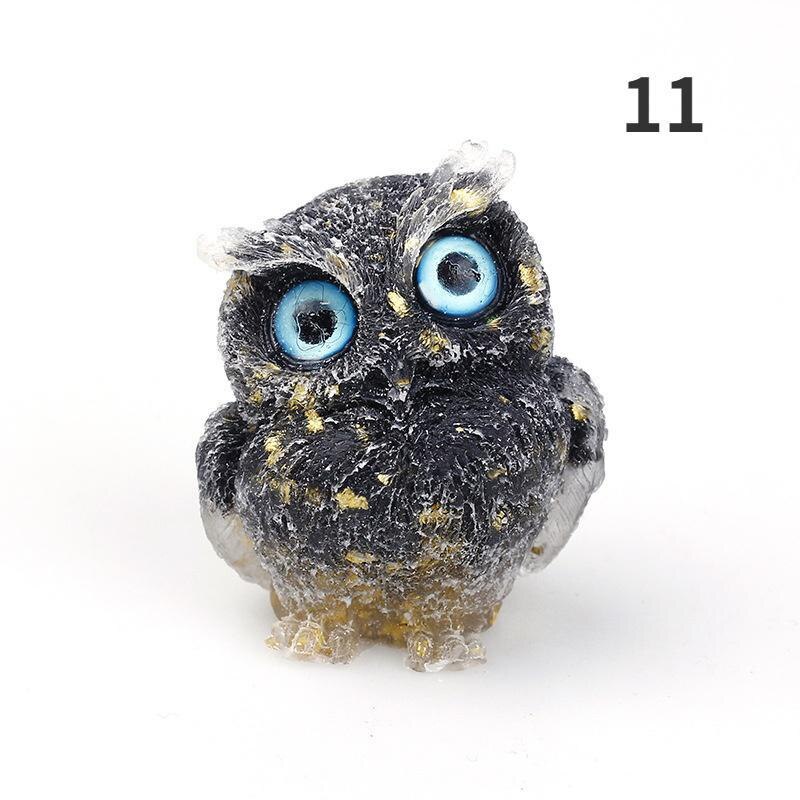 1PCS NWE Crystal Stone Gravel Owl Animal rzemiosło Ręcznie wykonane małe figurki