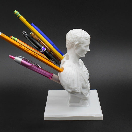 יוליוס קיסר פסל שולחן משרדי מחזיק עט משרד מארגן שולחן משרד עיצוב משרד עט מתנה מתנה מתנה מתנה מורה