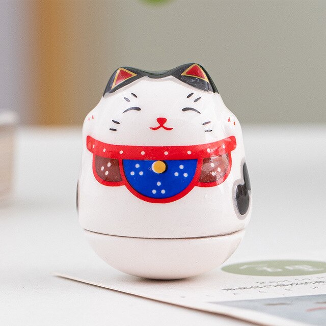 Daruma – artisanat japonais en céramique, dessin animé chat porte-bonheur, ornement de paysage, accessoires de décoration pour la maison, cadeaux, décoration de salon 