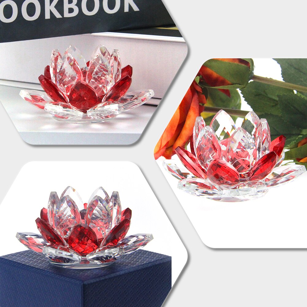 Crystal Lotus Flower Crafts de vidro Paperweight decoração de decoração de figuras em casa Decoração de festa de casamento Presentes