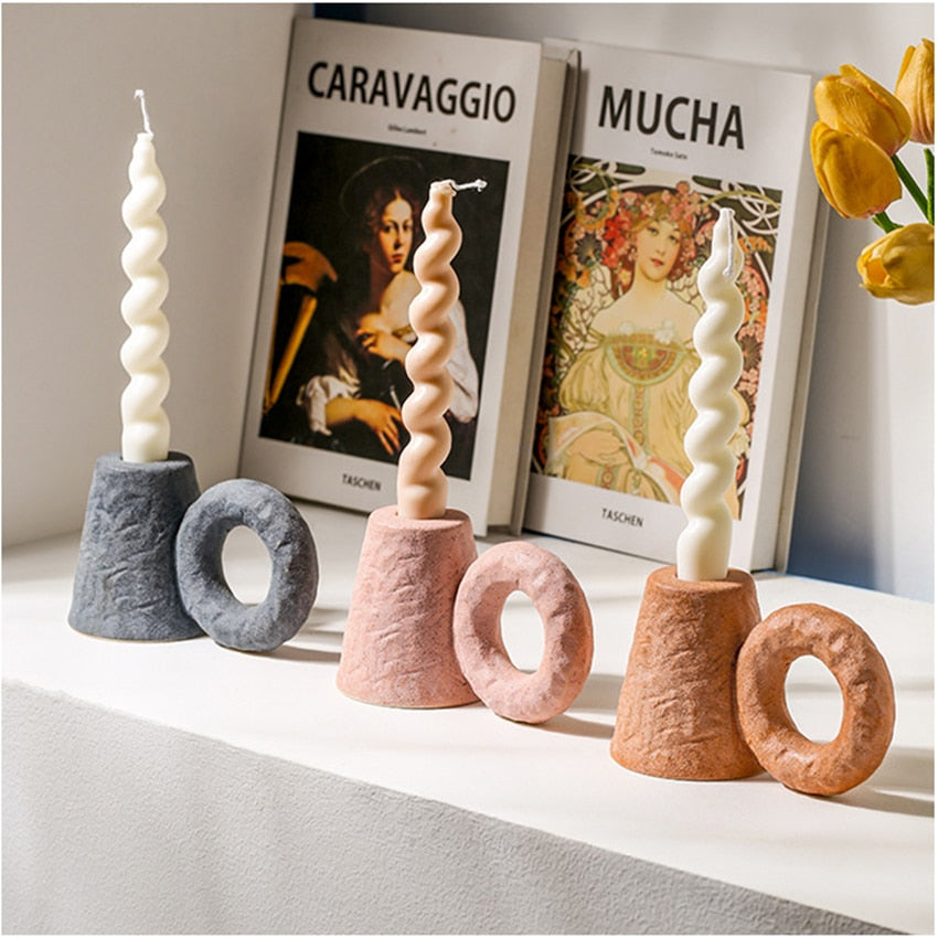 Celera de candelabros de cerámica nórdica Candelador de fotografía Candelador de bodas Decoración de mesa de comedor decoras