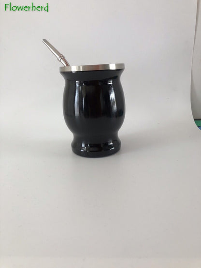 8oz Yerba Mate Tea Cup Dubbelväggig naturlig kalebass dricksvaror Argentina kalebassformad enkel ren rostfritt stål