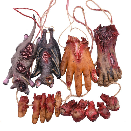 Skrekk Halloween Ornament Hanging Pendant Scary Bloody Mouse Bat Finger Hanging rekvisitter hjemsøkt hus halloween dekorasjoner