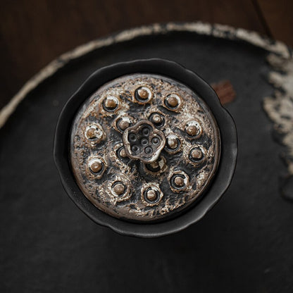 Thé en céramique de Lotus gaufré fait à la main de 200ml, bol couvert de Style TureeWabi Sabi, poterie grossière, service à thé Gaiwan Kung Fu, cadeau