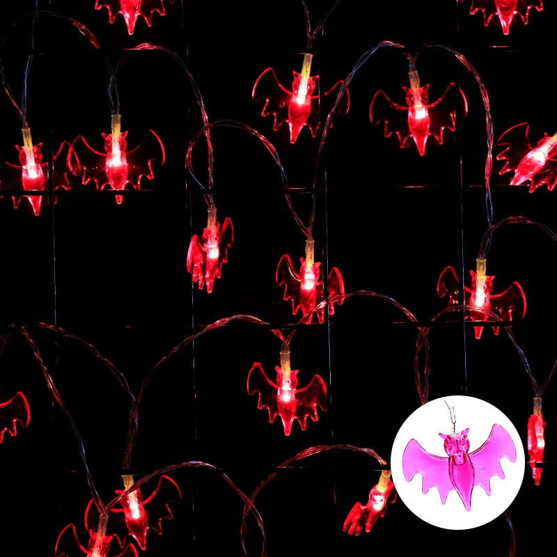 1.5m Cadılar Bayramı Led Kafatası Işıkları String Bat Mezar Taşları Hayalet Balkabağı Süsleri Ağaç Cadılar Bayramı Dekorasyonu Ev Diy Partisi Dekoru