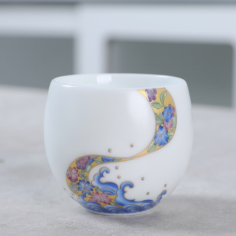 1pcs čajové šálky čajové nástroje čajové nástroje kungfu čaj dárkový nápoj čaj nástroj keramický bílý nefritový porcelán