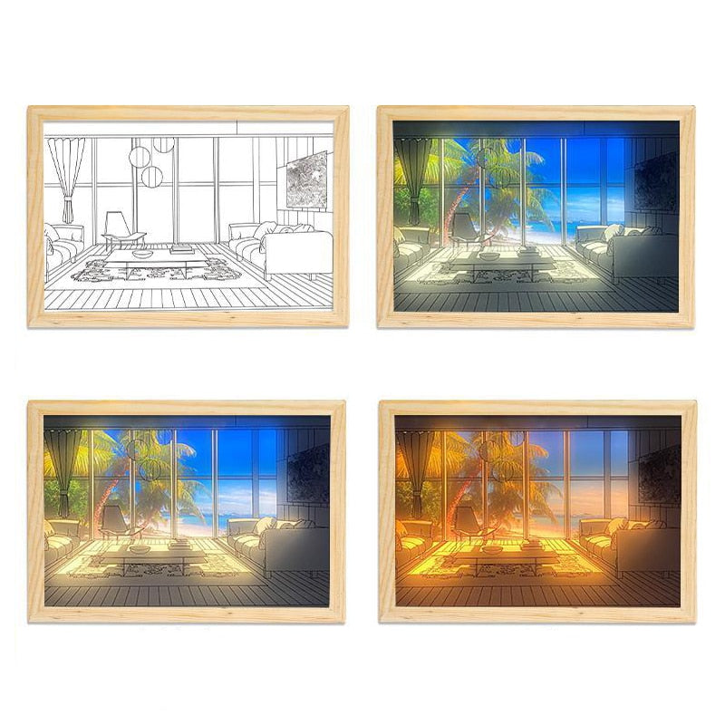 LED -koristeellinen kevyt maalaus Bedside -kuvatyyli Luova moderni simuloi auringonpaistetta