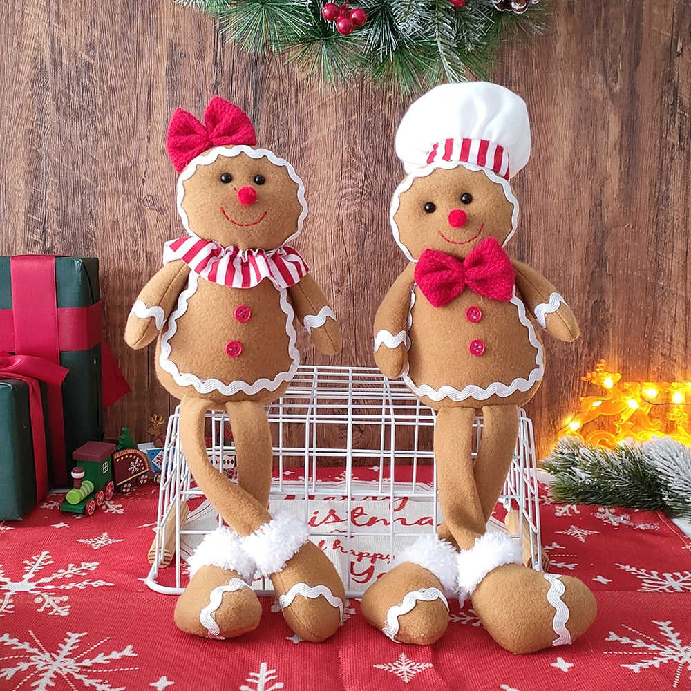 Stor pepperkaker mann dukke jul plysj ben dukker xmas tre ornamenter nyttår barn gave 2023 julepynt for hjem