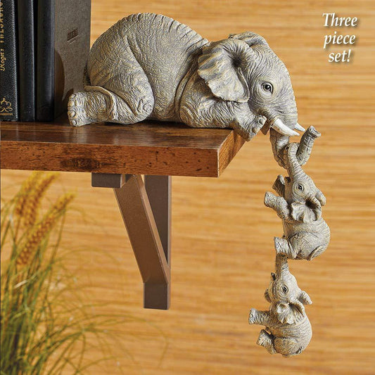 3pcs/set linda simulación de elefante figurado elefante sosteniendo adornos de elefante para bebés para manualidades de resina en el hogar regalos de decoración del hogar
