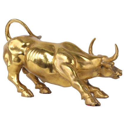 Mässing Bull Wall Street Cattle Sculpture Copper Cow Staty Mascot Ornament Office Decoration Utsökt Crafts Business Gift