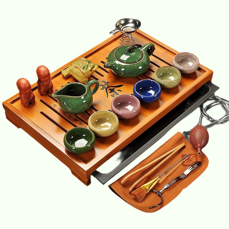 Juego de té chino con bandeja de infusores gaiwán kit de tetera chino lujo kung fu copa de té set de regalo de regalo completo teapot tetera
