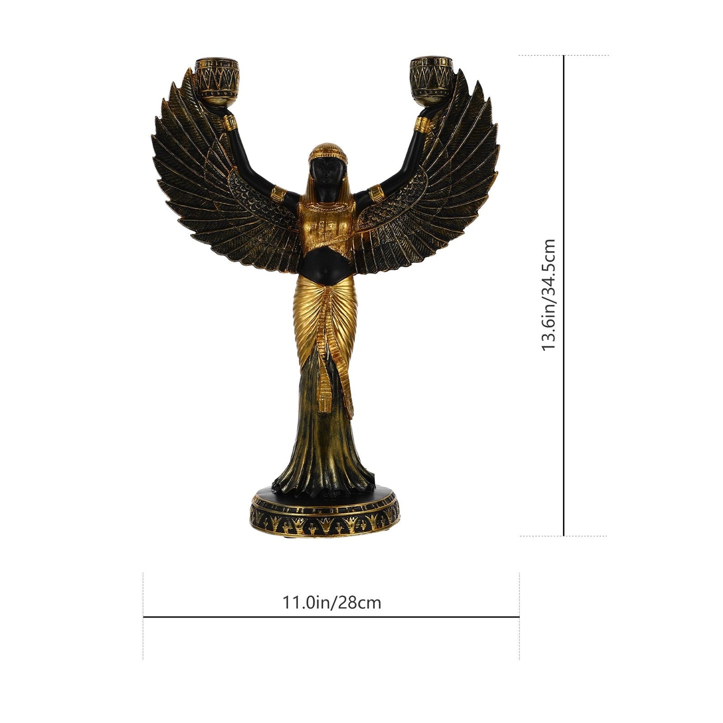 Egyptisk holder Statue Goddess Isis Figurine Sculpture Candlestick Holders Resin Dekor Metal Hjemmevinget tema Pillar Ancient