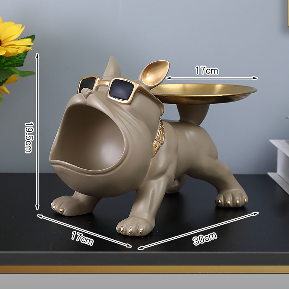 Resin anjing patung ruang tamu hiasan ruang tamu dulang meja hiasan hiasan bulldog perancis untuk hiasan meja dalaman rumah