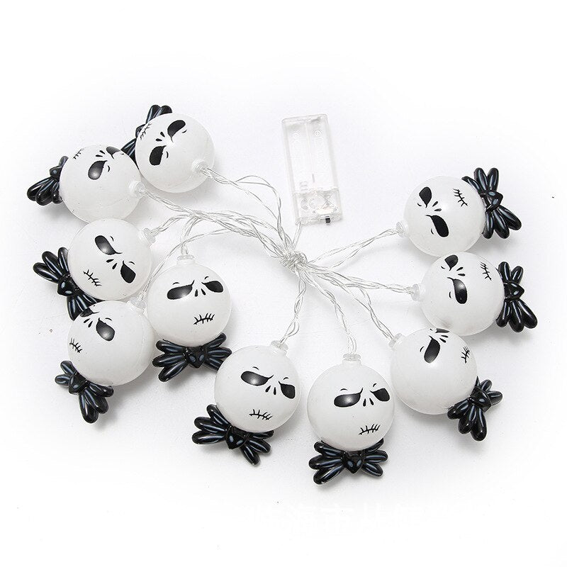 1.5m Halloween Led Skull Lights String Bat Tombstone Ghost Pumpkin Ornaments Tree Halloween Decoration for Home DIY Party Decor
