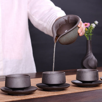Keramisk te -set sidopinnar kopp set kung fu te japansk lergods te gåva te potten set te set kinesisk teaware te ceremoni