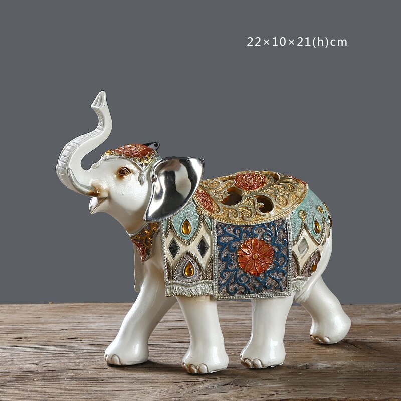 Lucky Elephant Statue Figurine Elefante Figurine Office Resin Miniature Golden Feng Shui Elefante Ornamento Decorazione