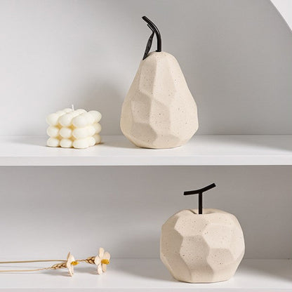 Patung patung nordik untuk aksesori meja dalaman rumah hiasan ruang tamu apel pir seramik unik hiasan buah -buahan