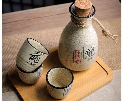 Set di viniware set vintage giallo vino bianco separatore in ceramica pentola per vino in ceramica abita da giapponese tradizionale giapponese