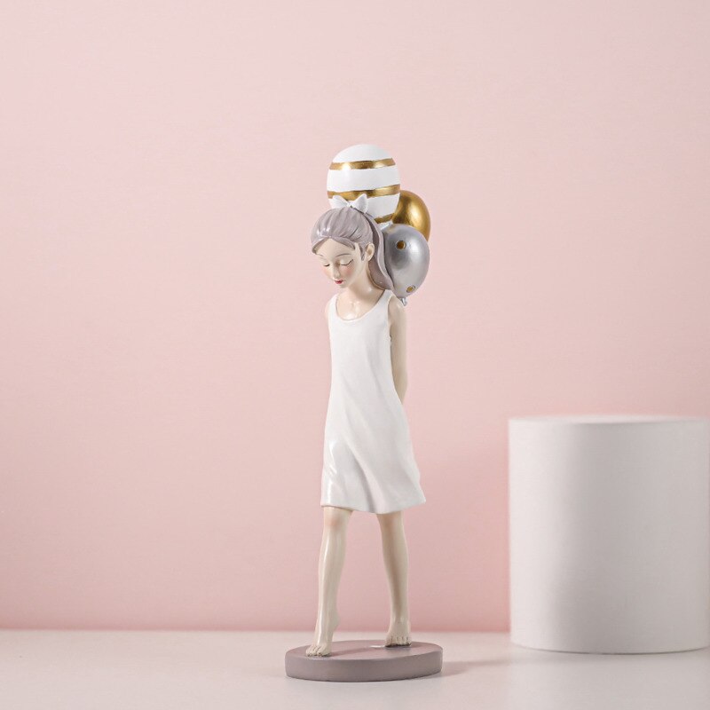 Нордическая милая воздушная шара девочек -фигурная смола арт -скульптура коллекционная фигура Статуя ремесло