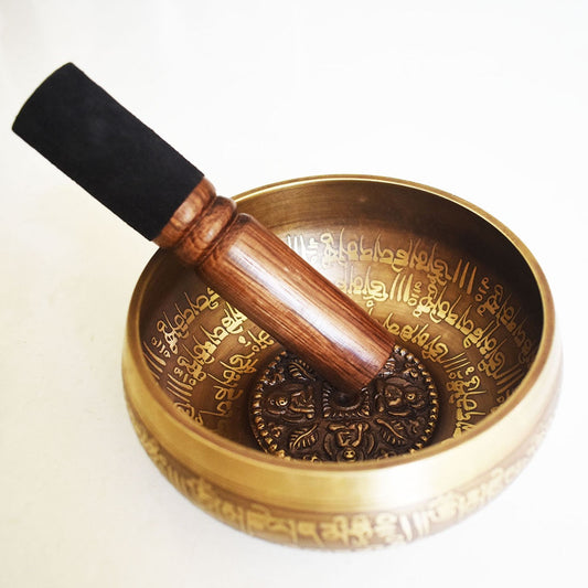 12 cm Nepal håndlavede sangskåle Sæt Buddha Mantra Design Tibetan Sound Bowl til yoga Chanting Meditation Decoracion