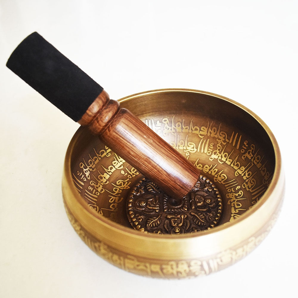12 سنتيمتر نيبال اليدوية الغناء الأطباق مجموعة بوذا تعويذة تصميم التبتية الصوت السلطانية لليوجا يرددون التأمل الديكور