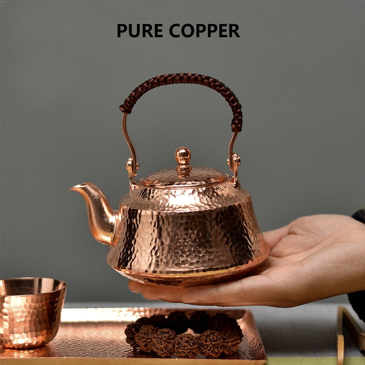 Teekessel aus reinem Kupfer, handgefertigte Teekanne, Retro-Topf für Kung-Fu-Tee, Teegeschirr, Teekanne und Tasse