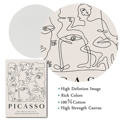 Beige matisse -juliste alaston Picasso tyttö abstrakti linja taide painatus korallilehden kangas maalaus boho seinäkuva olohuoneen sisustus