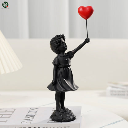 Figurine Girl Balloon Flying, Banksy Home Decor Arca Seni Moden, Perhiasan Kraf Resin, Patung Koleksi