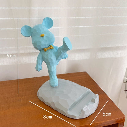 Wejście do przechowywania taca do przechowywania taca kreatywna niedźwiedź Doll telefon komórkowy wspornik nowoczesny żywica rzeźba