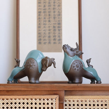 Niuzhuan Qiankun Ge four en céramique vache décoration maison Finance décoration bureau décoration salon décor