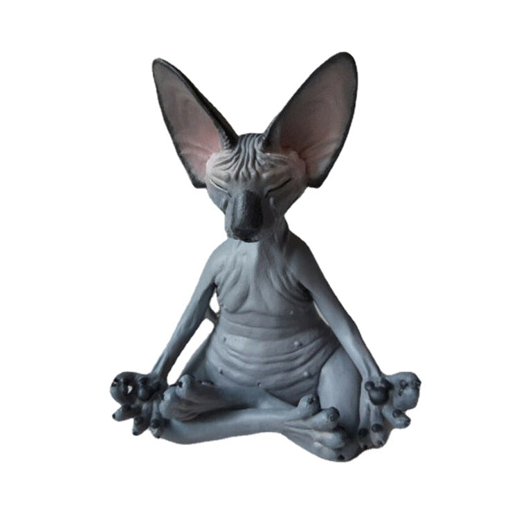 Meditation Yoga Happy Cat Whimsical Buddha Sphinx Cat Statue Art Deco Sculpture Outdoor Garden Statue