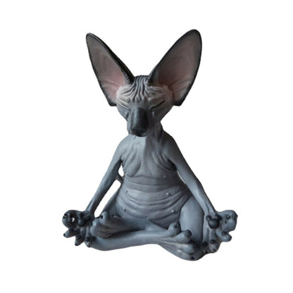 Meditation Yoga Glückliche Katze Wunderliche Buddha-Sphinx-Katzenstatue Art-Deco-Skulptur Outdoor-Gartenstatue 