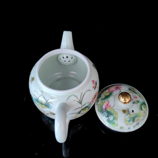 Kinesisk Jingdezhen Vintage Porcelain Accessories Infuser Teapot Samovar med sil seremoni for Te Guan Yin Oolong grønn te