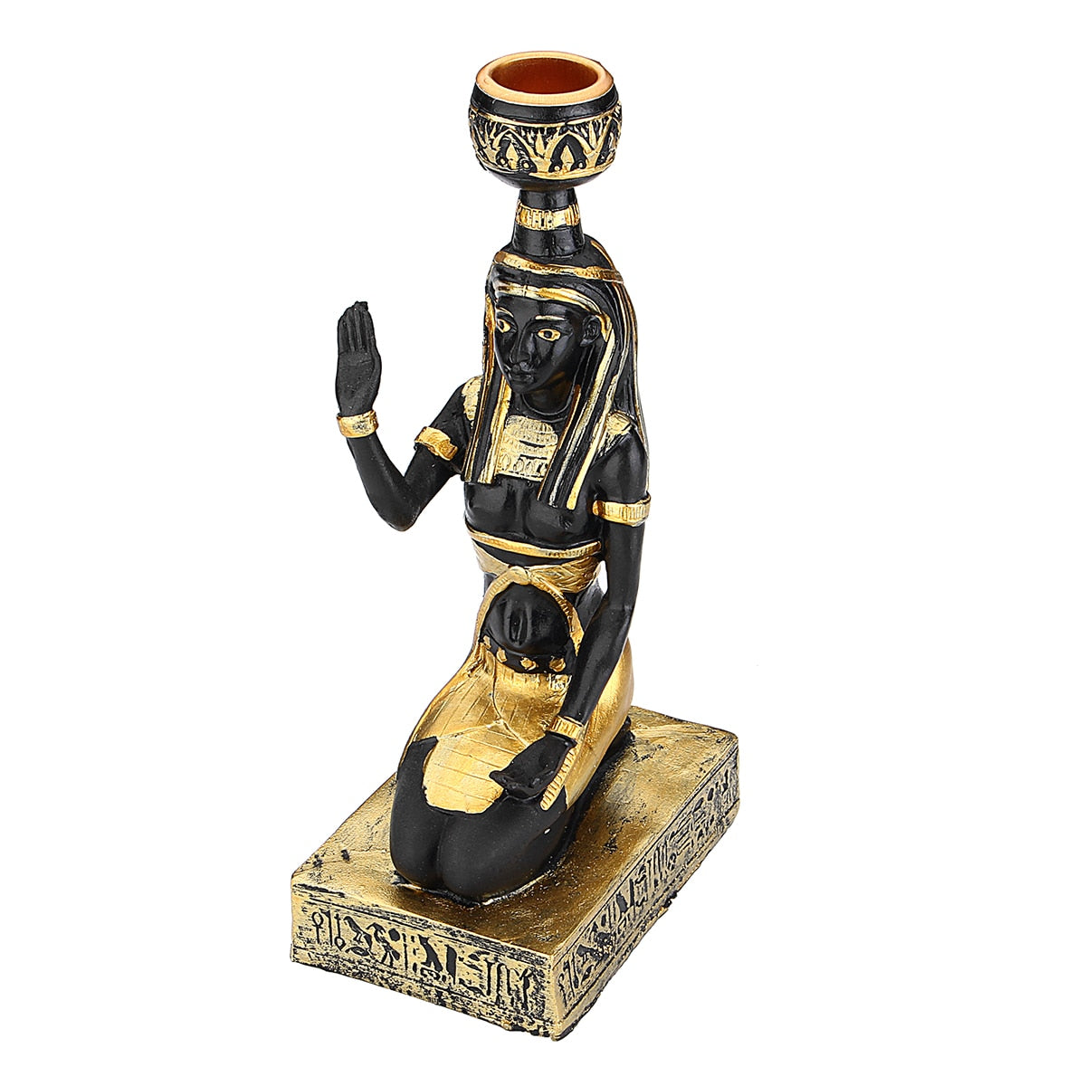 수지 인형 캔들 홀더 레트로 고대 이집트 여신 스핑크스 아누비스 모양 촛대 공예 홈 장식 장식품