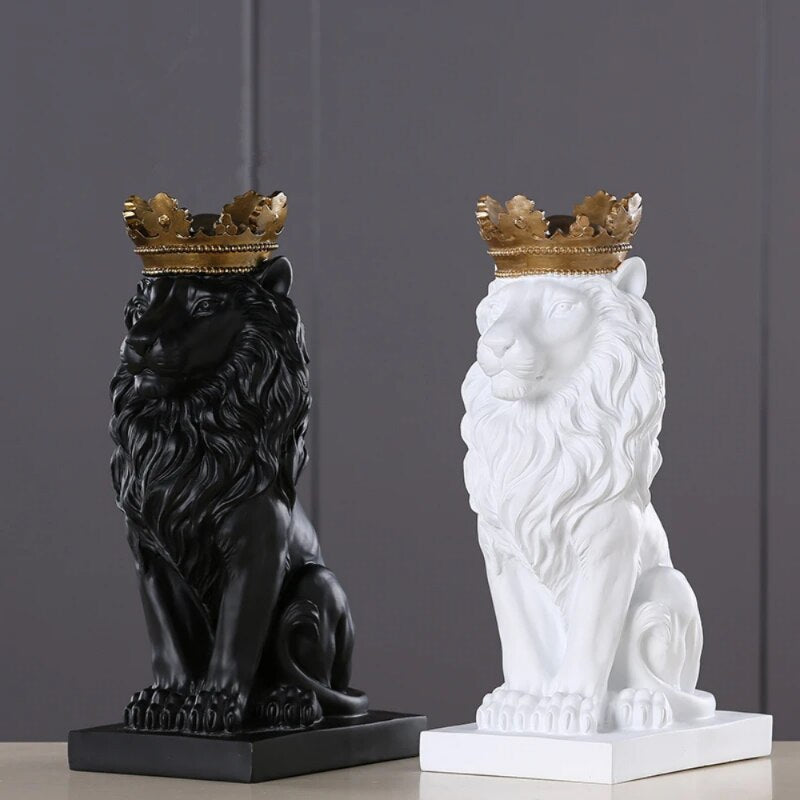 Lva zvířecí figurky pryskyřice koruna lvi socha ručně vyráběná umělecká díla dárkový dar domácí kancelář výzdoba ozdoba obývacího pokoje