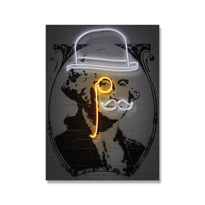Современный неоновый знак Mona Lisa плакат робот робот художественные работы холст рисовать гонку