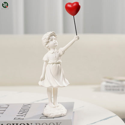 Flying Balloon Girl Figurine, Banksy Home Decor Modern Art Sculpture, Resin Figure Craft Ornament, Collectible Statue