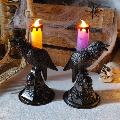 Halloween Crow Candle Light LED harpikslysestage lampe horror Halloween Party Props Raven Candle Light Gothic Decoration