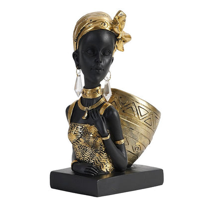 African Women Sculptures Figurines Opslag Home Decoratie kantoortafel bureau accessoires hars mensen standbeeld ornament kamer decor