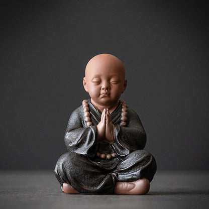 Mustan keramiikkabuddhalaiset munkit miniatyyri hahmot buddha patsas veistoksen keiju koristeet meditaatio kotipuutarha docor sisustus